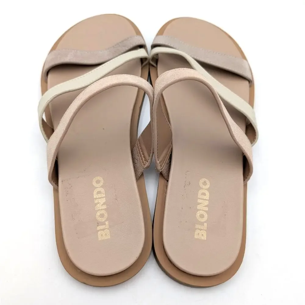 Blondo Kegan Slip On Slide Sandals Open Toe Women's Tan Size US7.5M EU38
